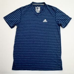 Adidas Striped Climalite V-Neck T-Shirt